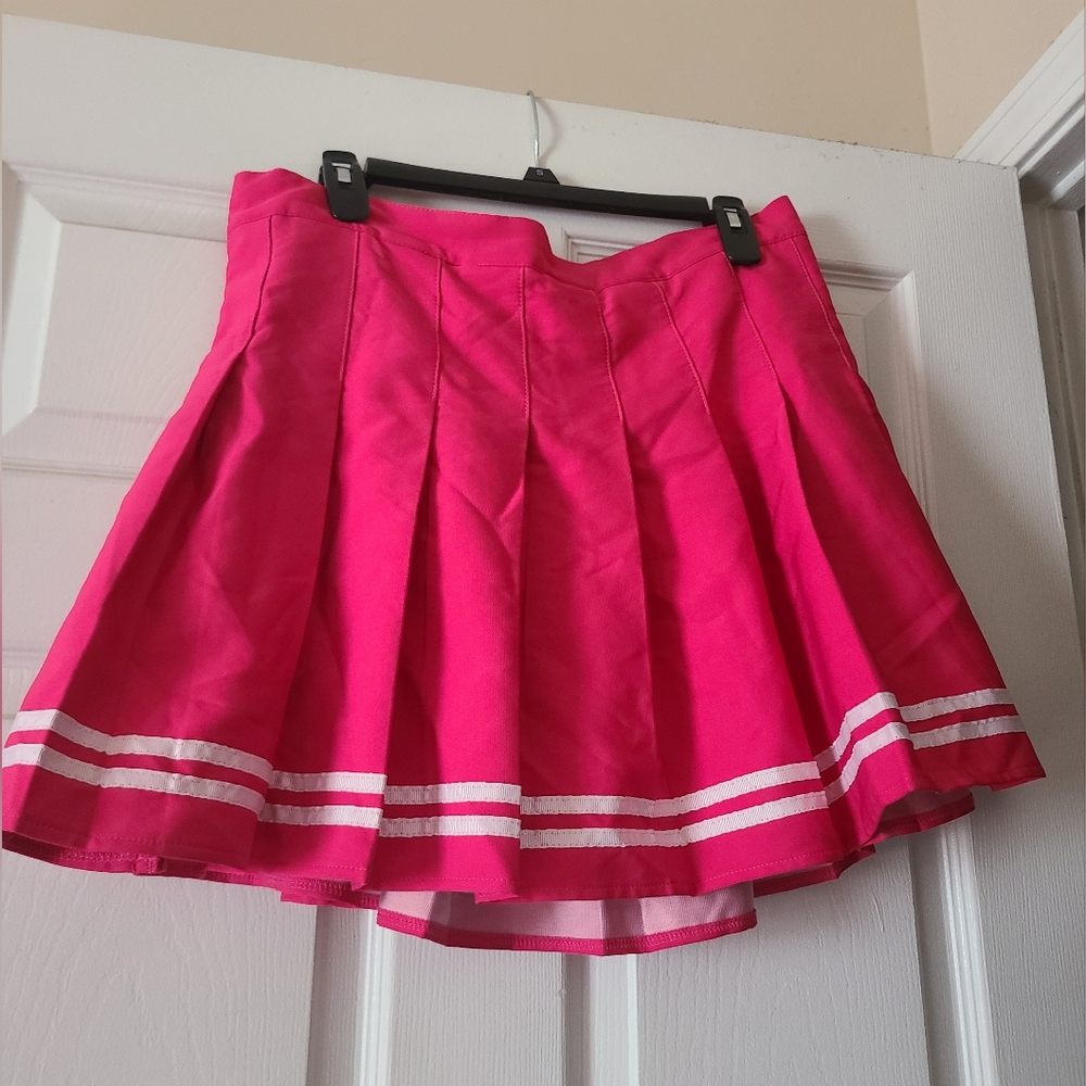Pink pleated skirts